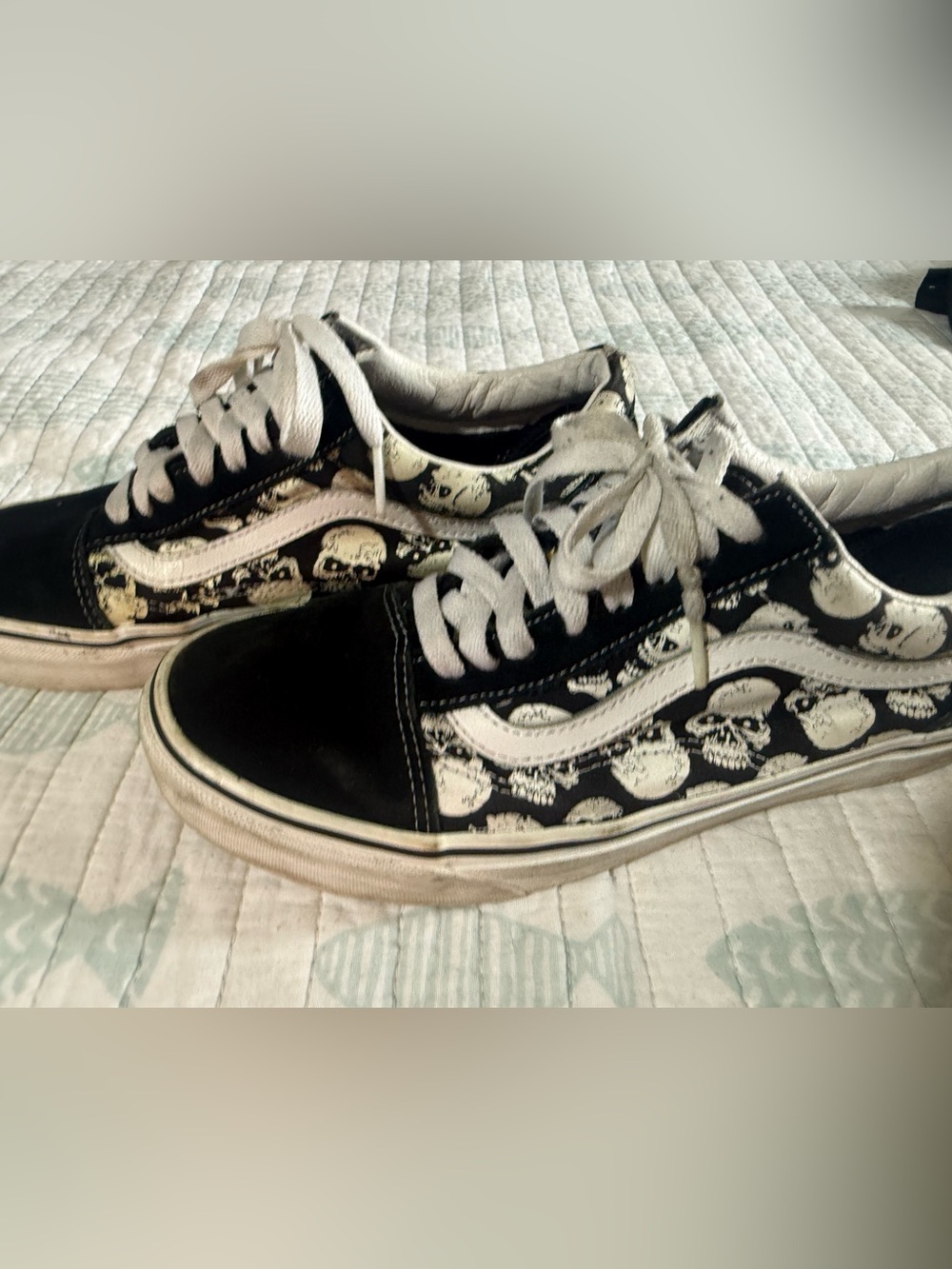 Vans Kids Old Skool Skull Print Sneakers - Black & White